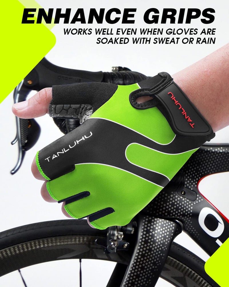 Tanluhu Cycling Gloves - Mountain Bike Half Finger Road Riding Gloves, Breathable, Shock-Absorbing, for Men and Women - Image 3